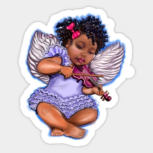 Cute Baby Cherub with Violin - Angel Sticker